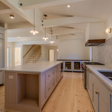 kitchen of extensive renovation transformed an existing c. 1840 Weston home into a warm, refined Vermont retreat